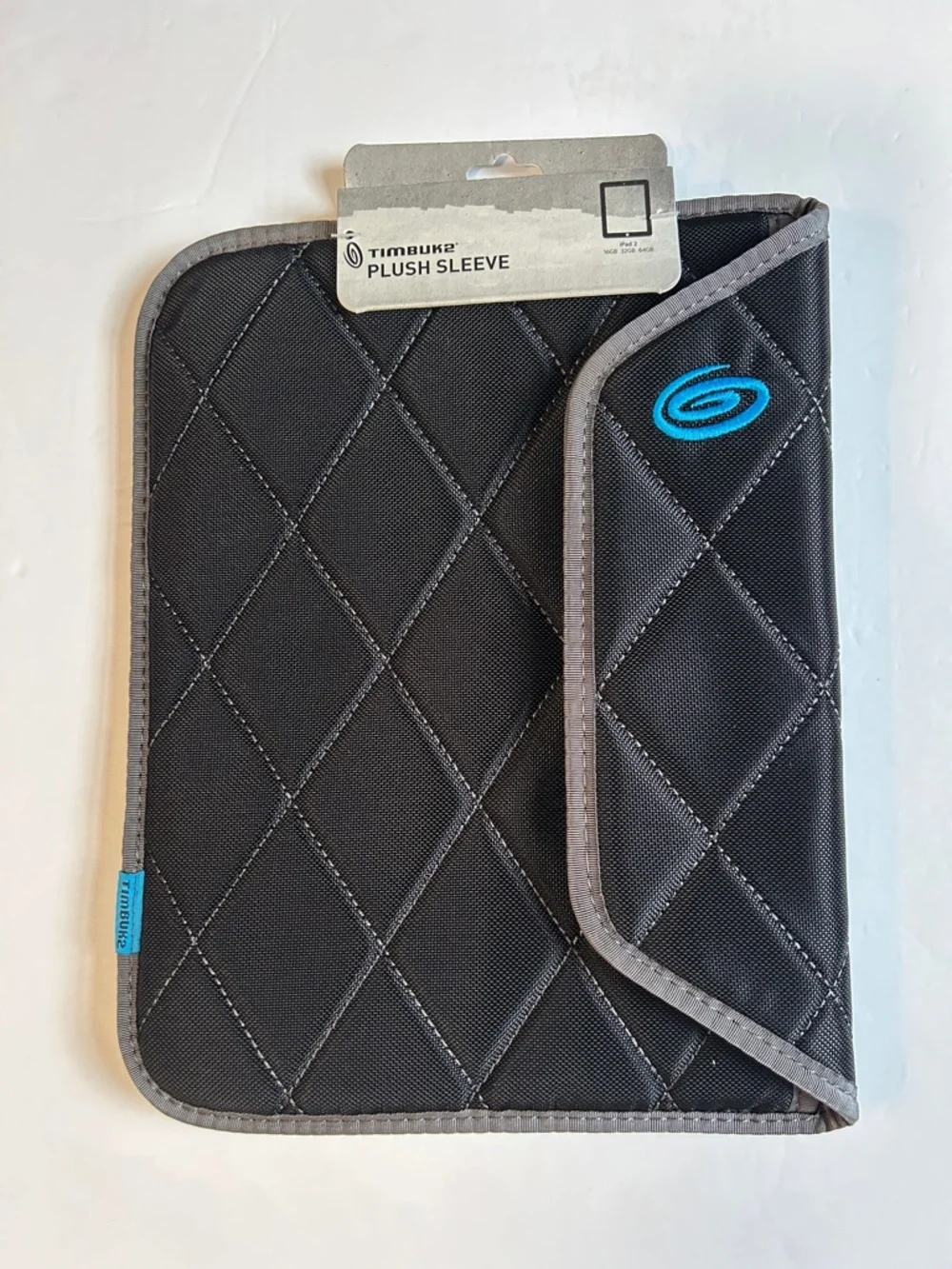 Timbuk2 Black Quilted Plush Tablet Sleeve with Blue Logo